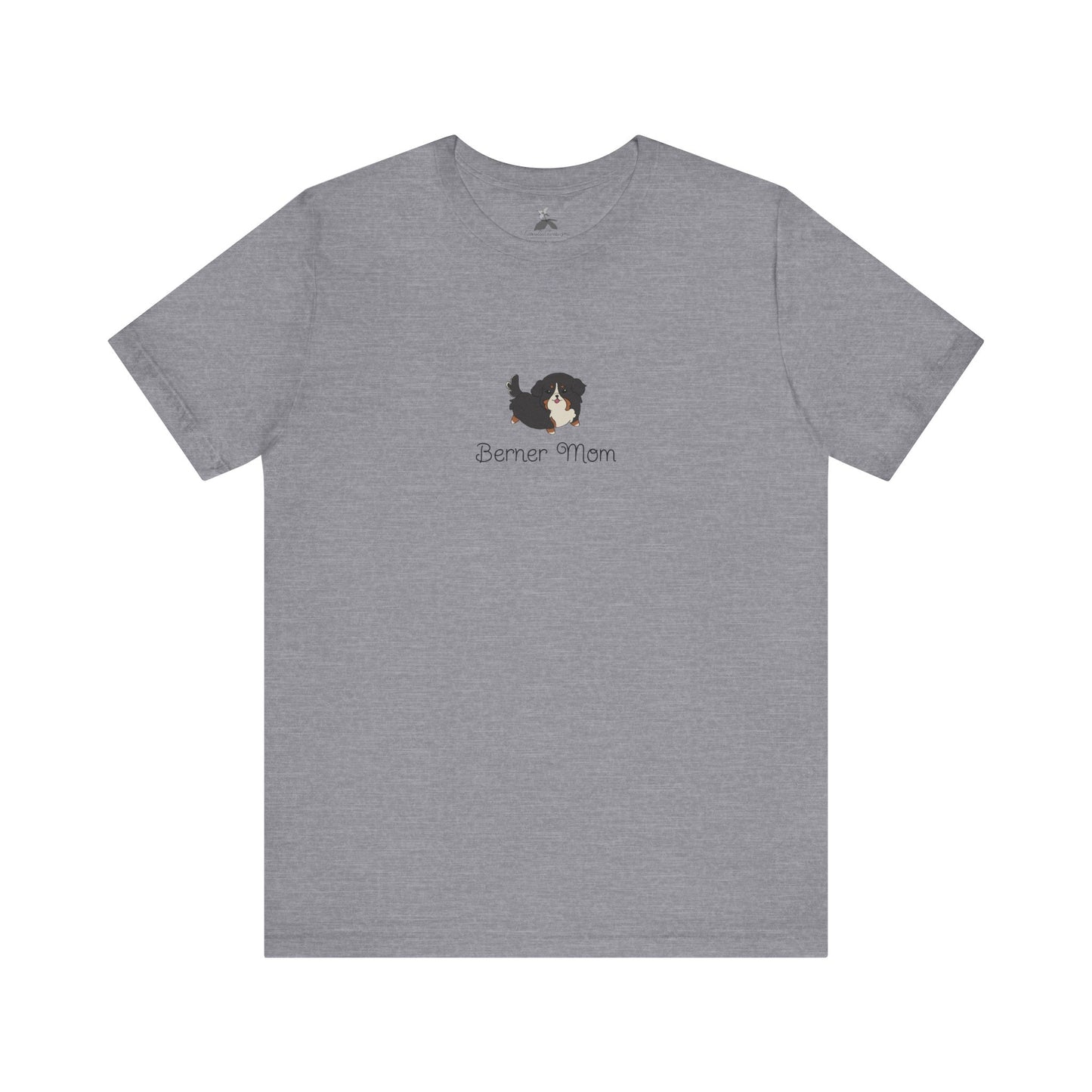 Gray t-shirt with a kawaii dog illustration and 'Berner Mom' text on a white background