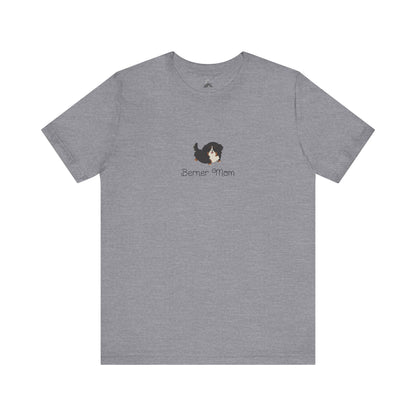 Gray t-shirt with a kawaii dog illustration and 'Berner Mom' text on a white background