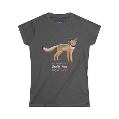 Dark Gray t-shirt with a swift fox illustration and text on a white background