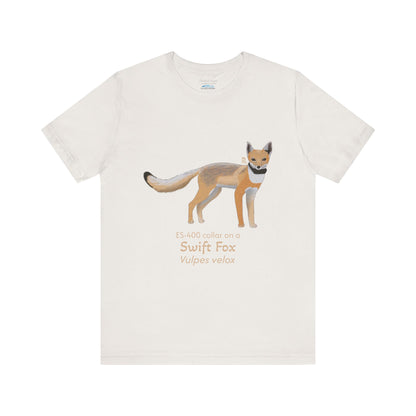 off White t-shirt with a swift fox illustration and text on a white background