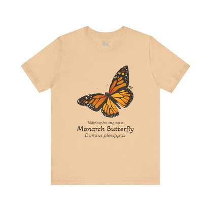 light yellow t-shirt with a monarch butterfly illustration and text on a white background