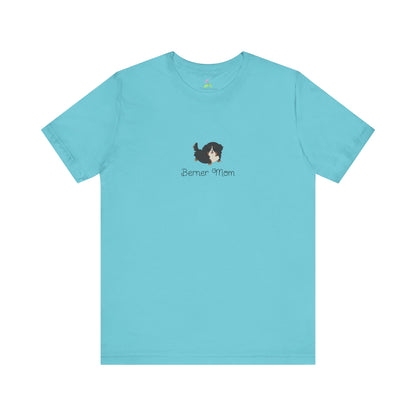 Turquoise t-shirt with a kawaii dog illustration and 'Berner Mom' text on a white background